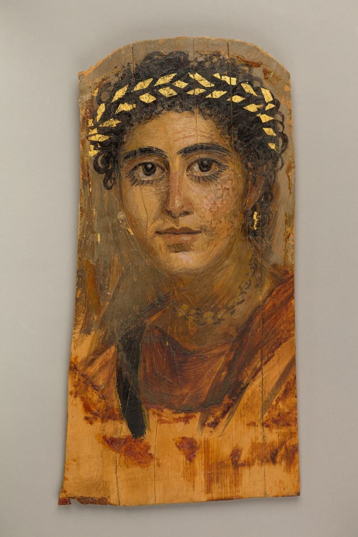 Portrait d'une jeune femme en rouge, 90--120 CE