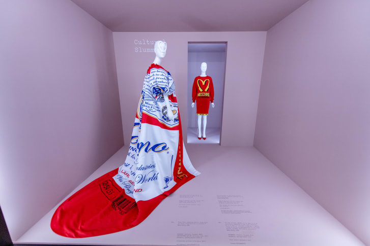 A Budweiser-inspired outfit designed by Jeremy Scott of Moschino.