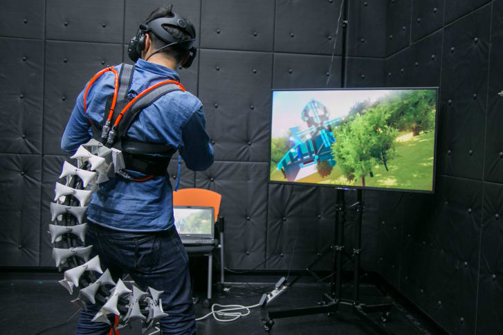 The robotic tail could help mimic virtual settings in virtual reality products.