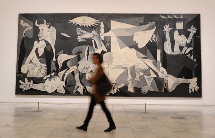 View of Pablo Picasso's "Guernica" at the Museo Reina Sofia in Madrid, Spain. 