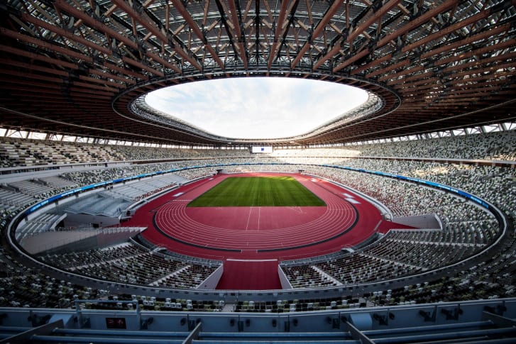 The stadium's roof was constructed using steel and latticed wood.