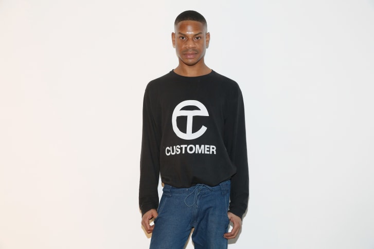 Telfar Clemens poses backstage at Telfar's show at Fall 2016 MADE Fashion Week.