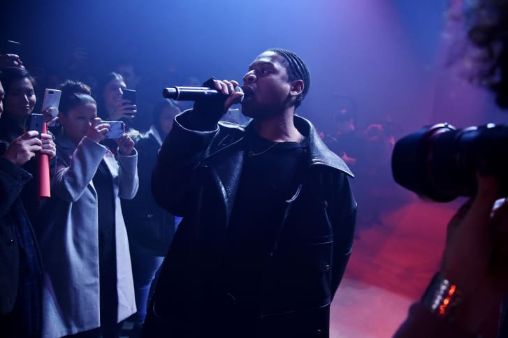 Telfar Clemens performs in a look from his brand during New York Fashion Week in 2018.