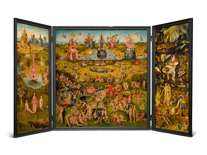 A 19th- or 20th-century copy of Hieronymus Bosch's triptych "The Garden of Earthly Delights."