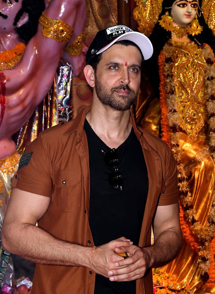 Bollywood actor Hrithik Roshan attends Hindu religious celebrations in Mumbai on October 7, 2019.