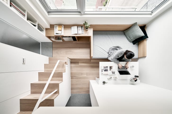 With less than 190 square feet to work with, Taiwanese architecture firm A Little Design renovated this Taipei apartment to maximize space.