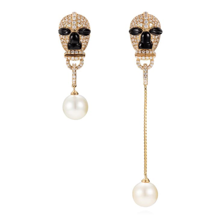 Nomoli Totem masks with Akoya pearl earrings from Satta Matturi