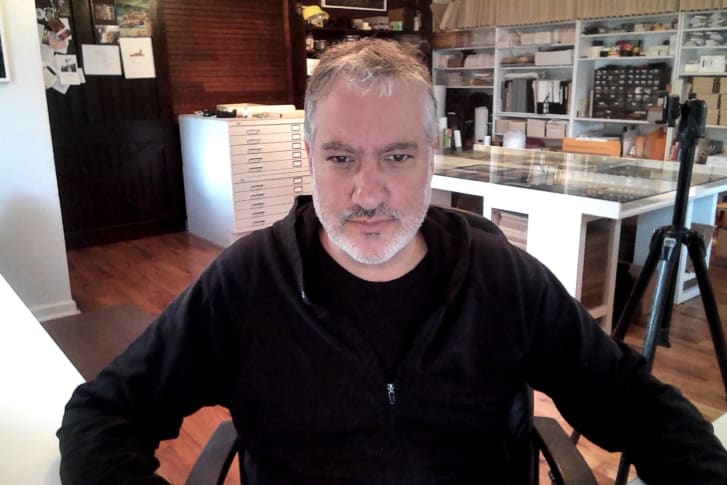 A self-portrait taken via Tunick's computer at his home in New York.