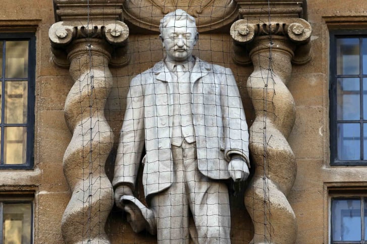 Oriel College has so far kept this statue of Cecil Rhodes despite an ongoing campaign for its removal.