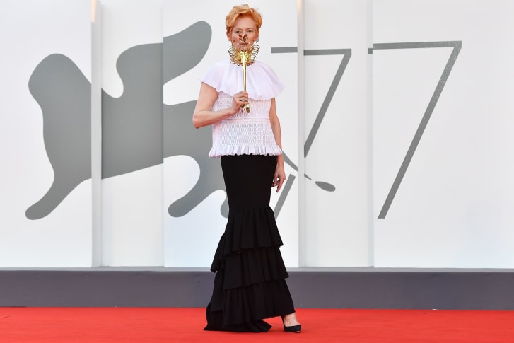 Tilda Swinton attends the opening day of the Venice Film Festival.