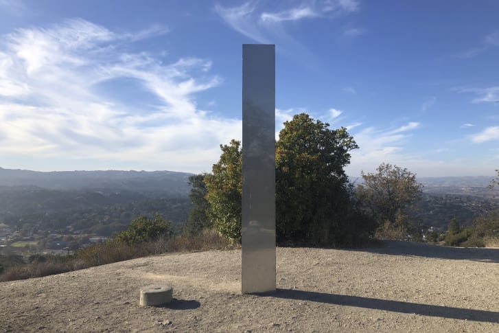 A monolith stands on a Stadium Park hillside in Atascadero, California, on December 2. 