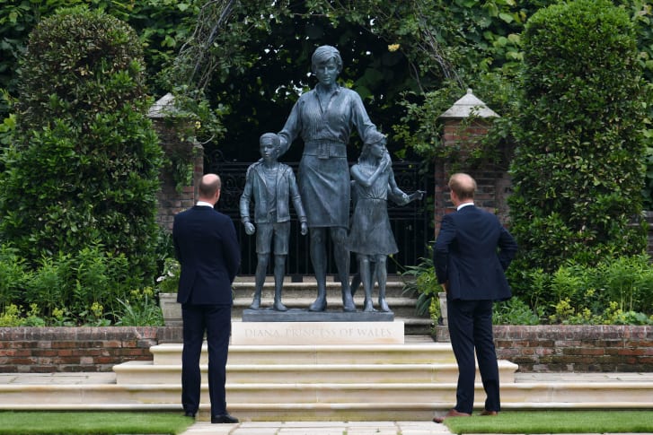 Prince William, Duke of Cambridge (left), and Prince Harry, Duke of Sussex, unveil a statue of their mother, Princess Diana, at The Sunken Garden in Kensington Palace, London on July 1.