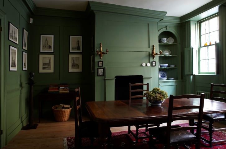 "Calke Green," pictured here, was an original color created to restore Calke Abbey in Derbyshire, England.