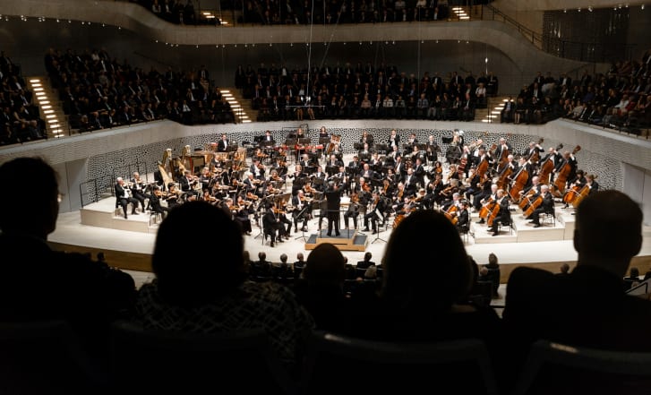 The Chicago Symphony Orchestra, conducted by Italian conductor Riccardo Muti, performs in the grand concert hall of the Elbphilharmonie in Hamburg, Germany, in January 2017.