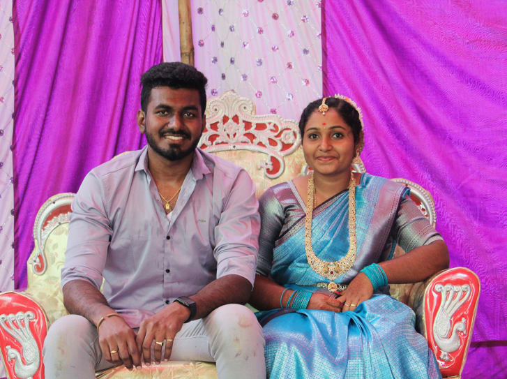 With Covid-19 restrictions limiting the size of wedding gatherings, Padmavathi and Janaganandhini decided to hold their wedding reception virtually. 