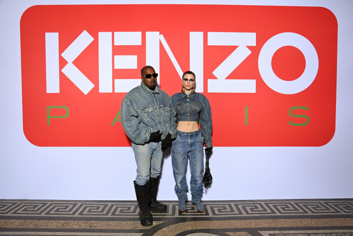 Kanye West and Julia Fox arrived at the Kenzo show together.