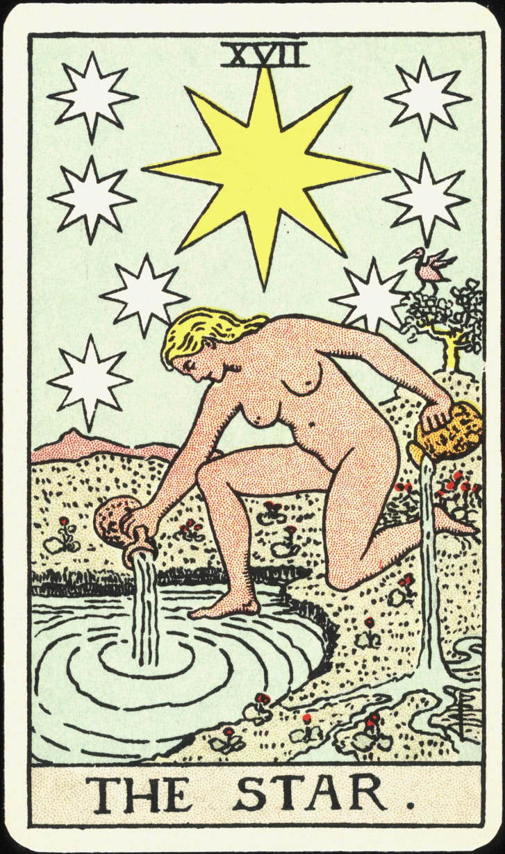 "The Star," from the Major Arcana. Some of Smith's original tarot artworks were in the collection of the Alfred Stieglitz/Georgia O'Keeffe Archive, now part of Yale Library.