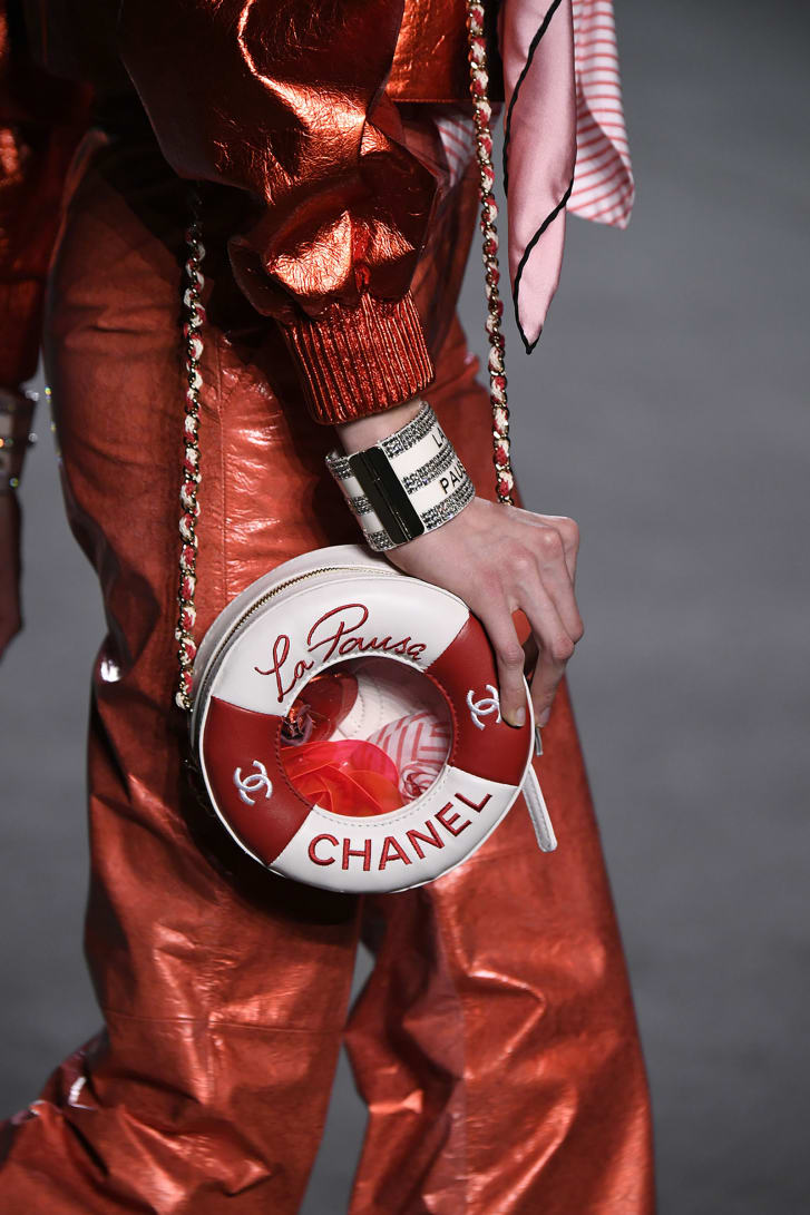 A model walks the Chanel Cruise runway  on May 3, 2018 in Paris, France sporting this nautical-inspired accessory. 