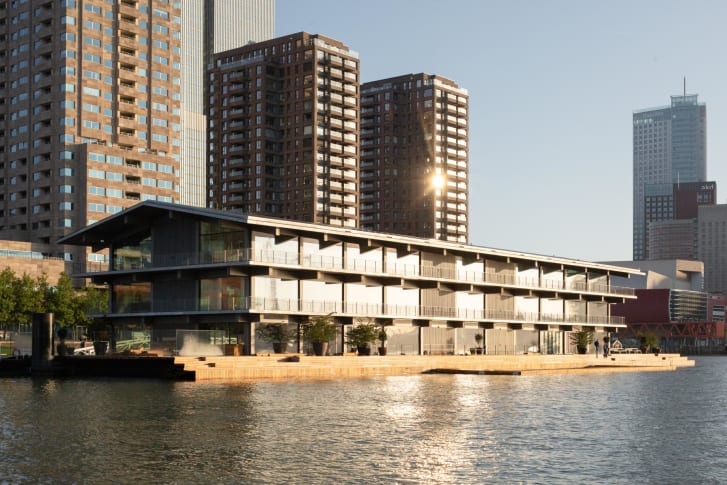 The Global Center on Adaptation head office is anchored in the Nieuwe Maas River in Rotterdam.