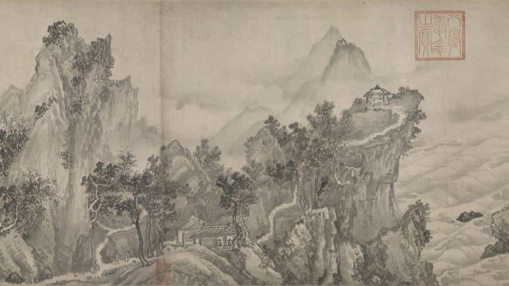 166 artifacts of the loan are considered national treasures including this one, "Ten Thousand Li of Rivers and Mountains," a 12th century ink-on-paper work by Zhao Fu. 