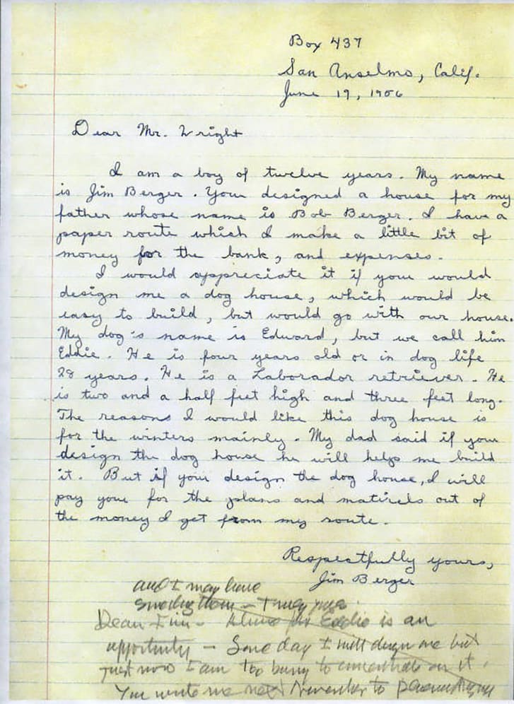 The letter Berger wrote Wright.
