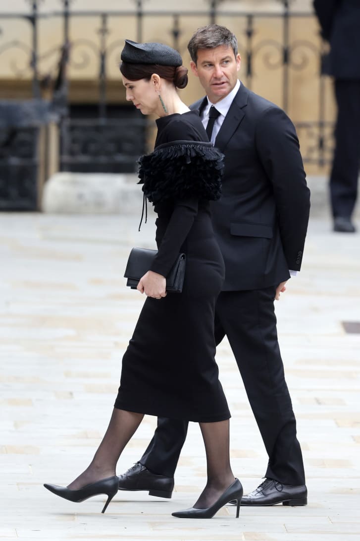 Prime Minister of New Zealand Jacinda Ardern and Clarke Gayford arrive at Westminster Abbey for The State Funeral of Queen Elizabeth II on September 19, 2022 in London, England.