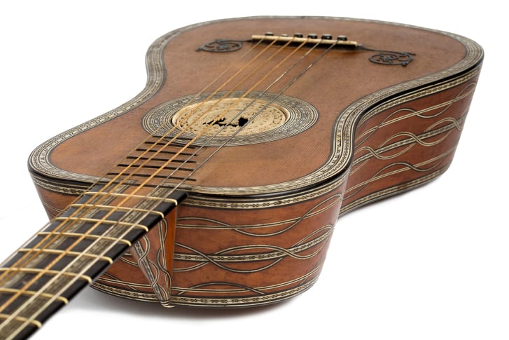 The guitar has been handed down the descendants of the Marquise de La Rochelambert-Thévalles.