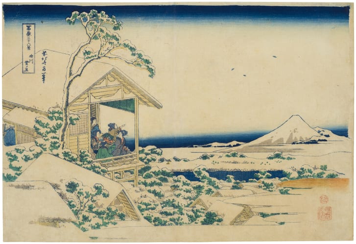 Hokusai's "Koishikawa yuki no ashita (Snowy morning at Koishikawa)" also appeared at the auction, selling for over $30,000.
