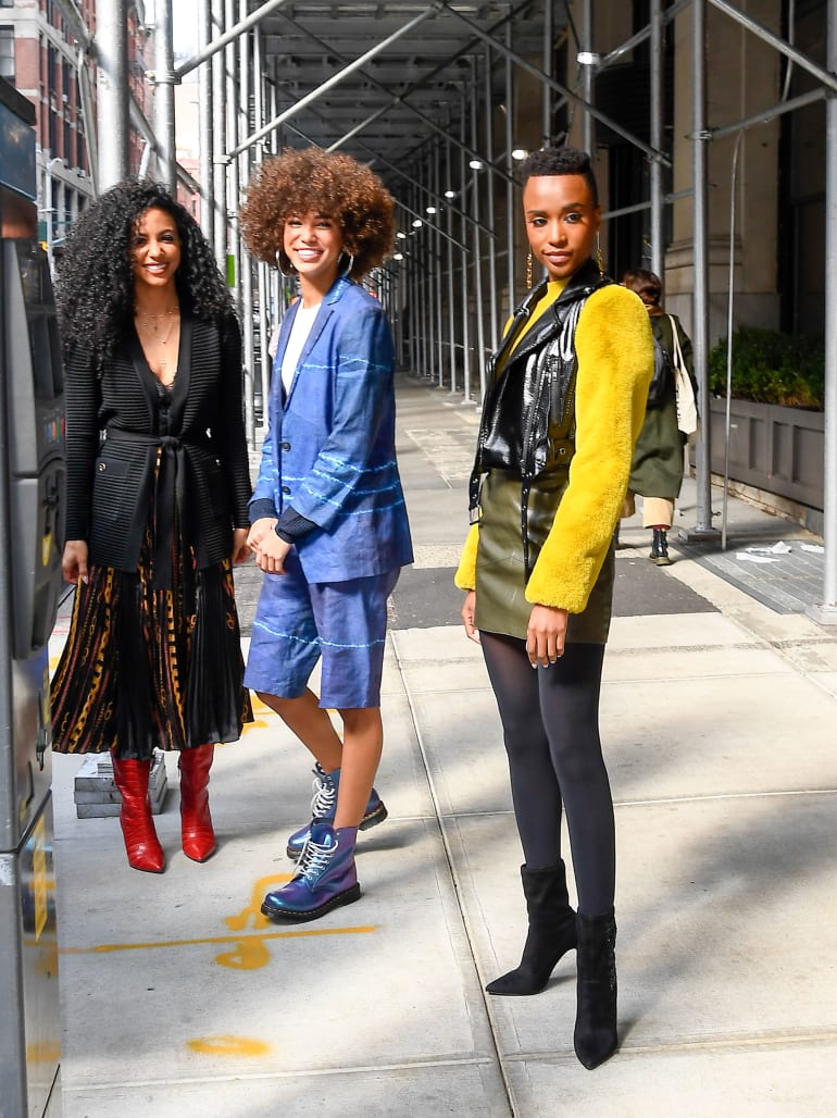 Zozibini Tunzi (right), pictured in New York City with Miss USA Cheslie Kryst (left) and Miss Teen USA Kaliegh Garris.