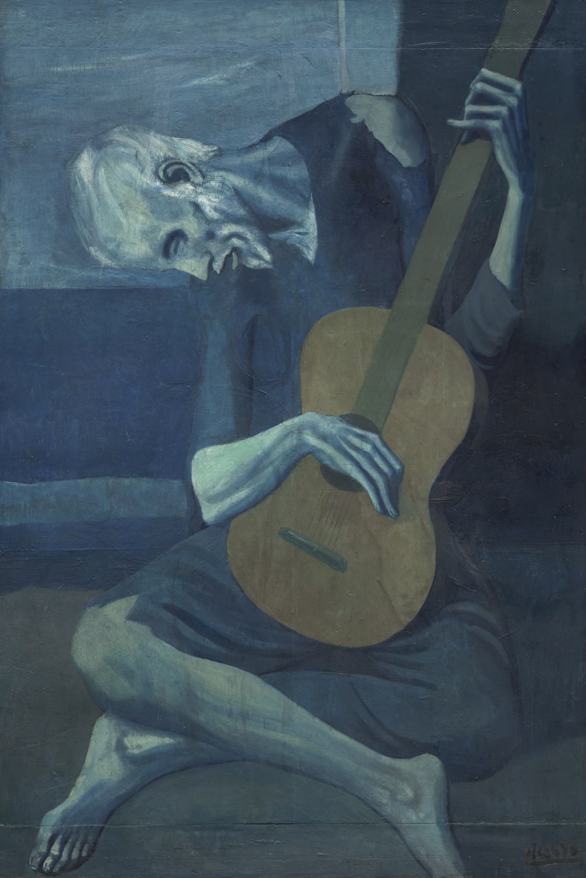 "The Old Guitarist" comes from Picasso's "blue period."