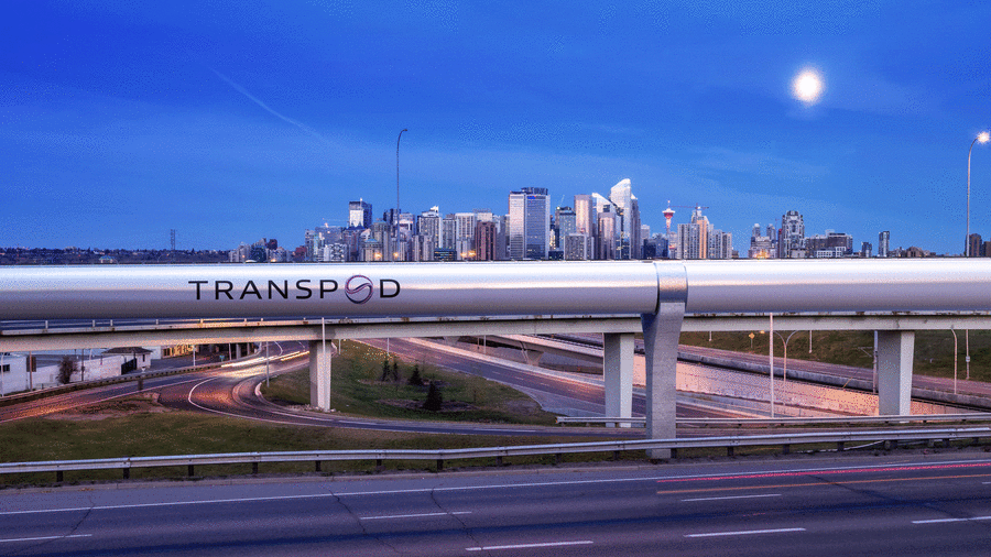 TransPod_Calgary_Skyline_night