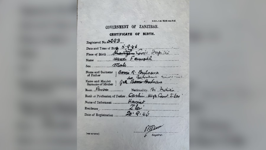 Freddie Mercury birth certificate