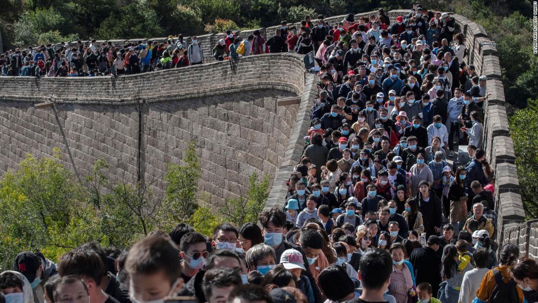 What pandemic? Crowds swarm the Great Wall of China as travel surges during holiday week