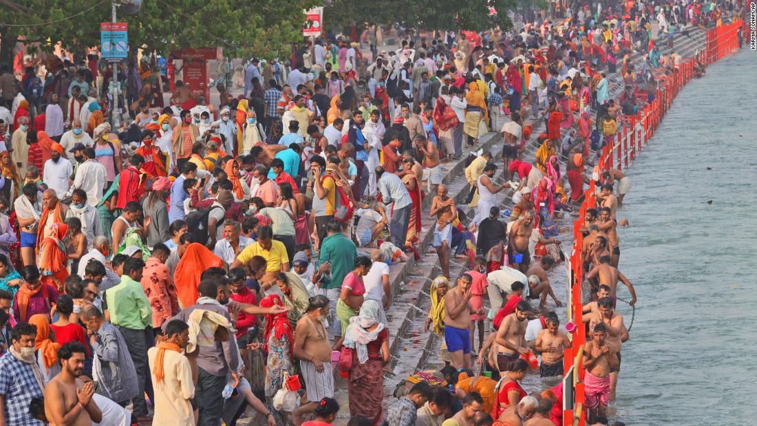 Millions of Hindu pilgrims head to Ganges River as India's daily coronavirus cases continue to surge