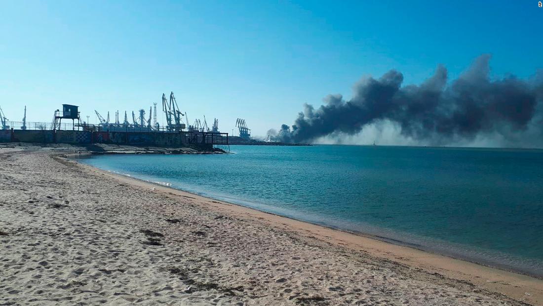 Ukrainians claim to have destroyed large Russian warship in Berdyansk