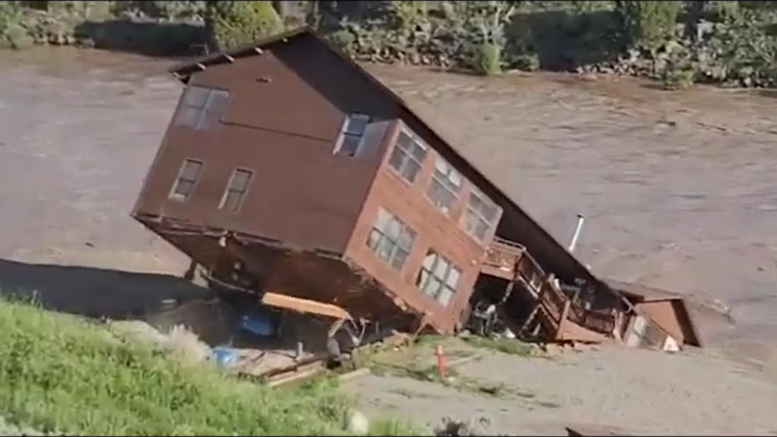 Video shows Montana building collapse into Yellowstone flood water - CNN Video