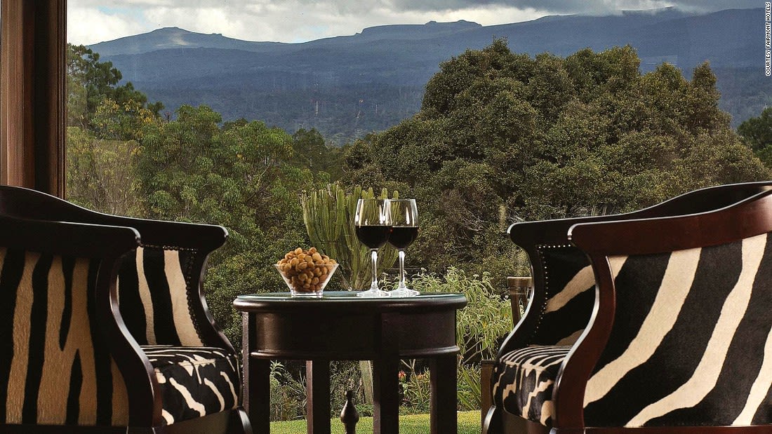 Kenya bars Zebar at Mt Kenya Safari Club - view of Mt Kenya. Photo courtesy Fairmont Hotels