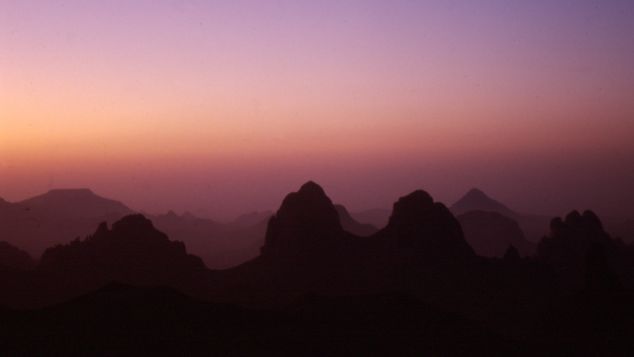 The Ahaggar Mountains -- also known as Hoggar Mountains -- are a highland area in the central Sahara desert.