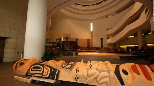Totem pole by Tsimshian carver David R. Boxley at the National Museum of American Indian.