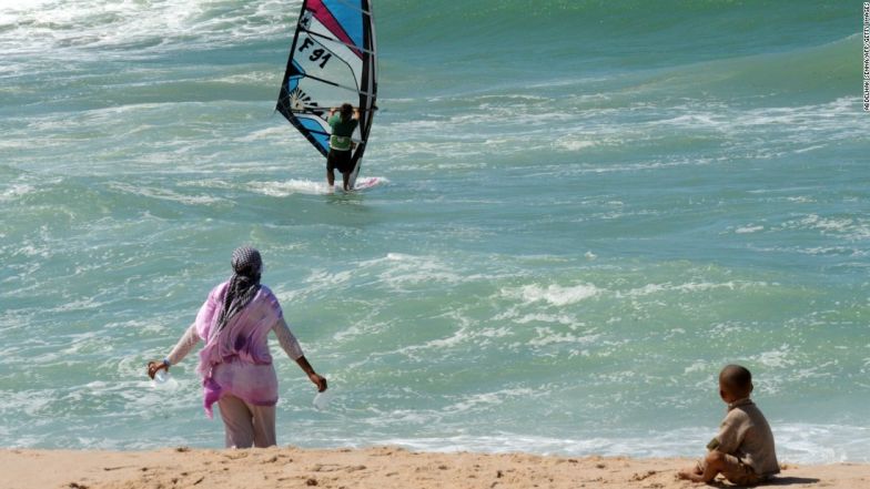 Kite-boarding and windsurfing are the water sports of choice here.
